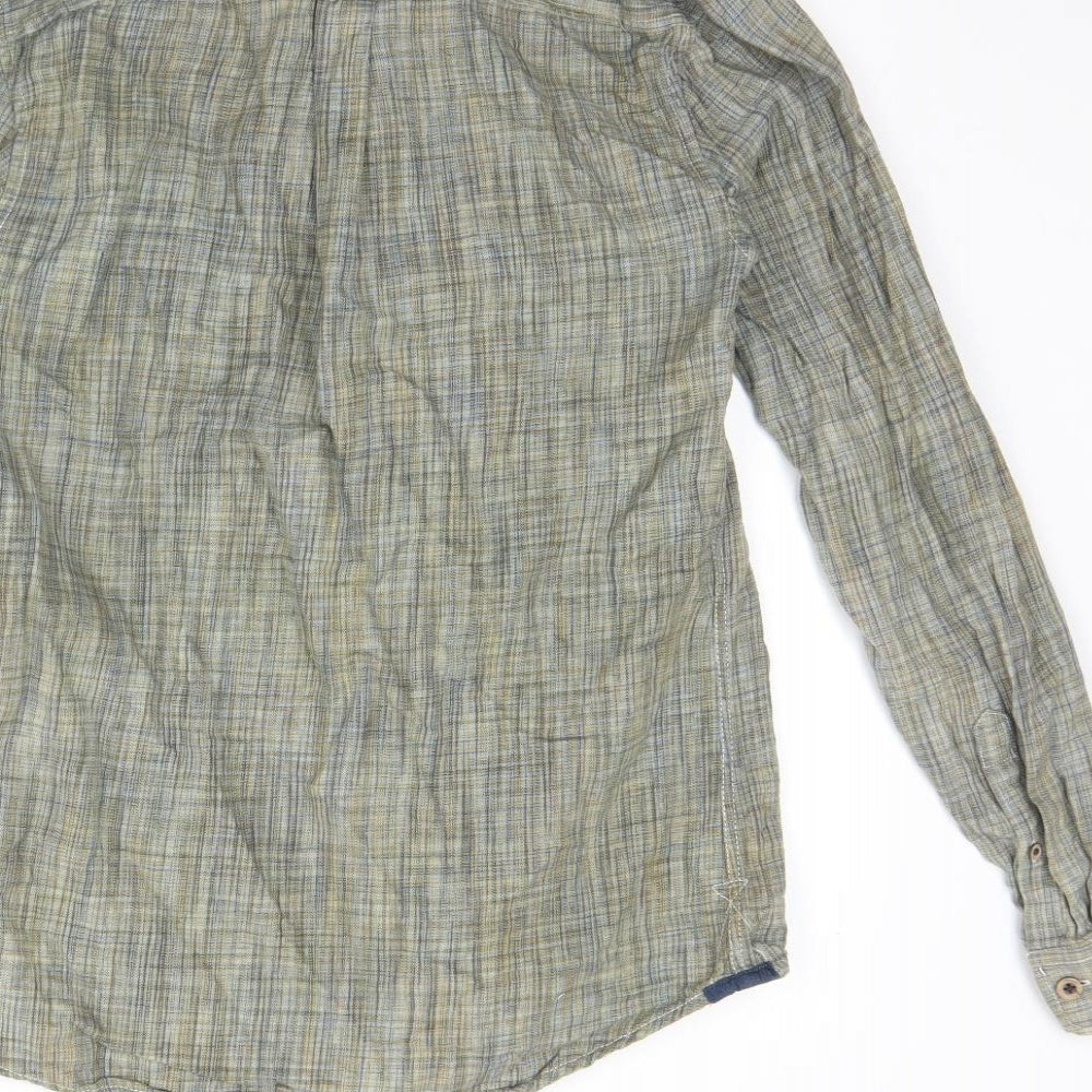 Burton Mens Green Plaid Cotton  Button-Up Size S Collared Button