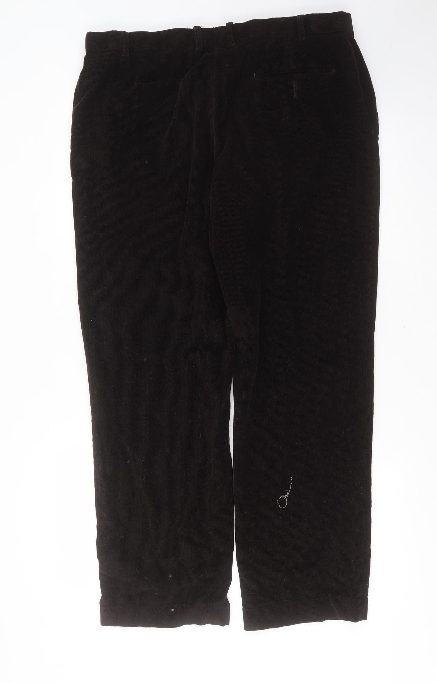 Marks and Spencer Mens Brown  Cotton Trousers  Size 38 in L29 in Regular Zip