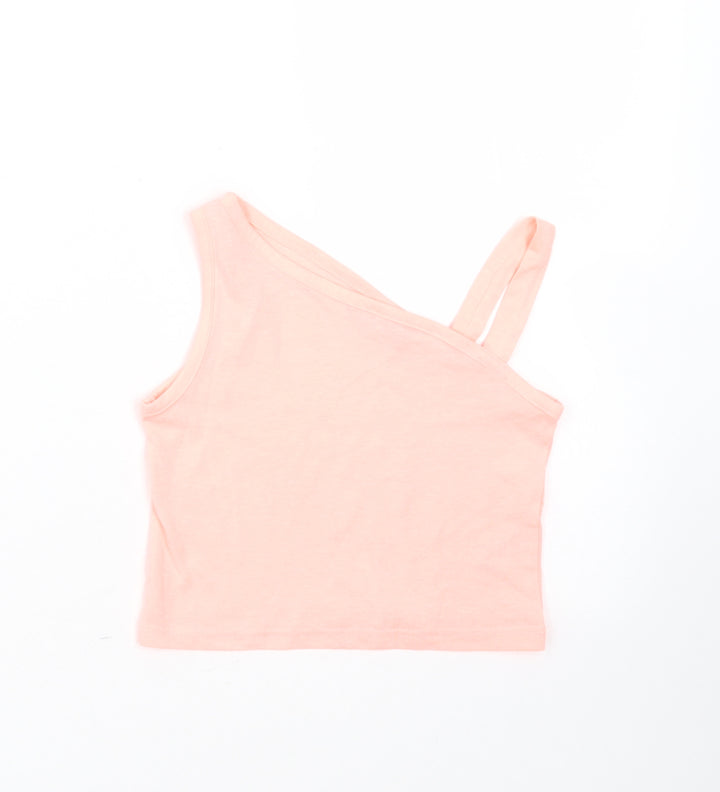 Matalan Girls Orange  Cotton Basic T-Shirt Size 4 Years One Shoulder