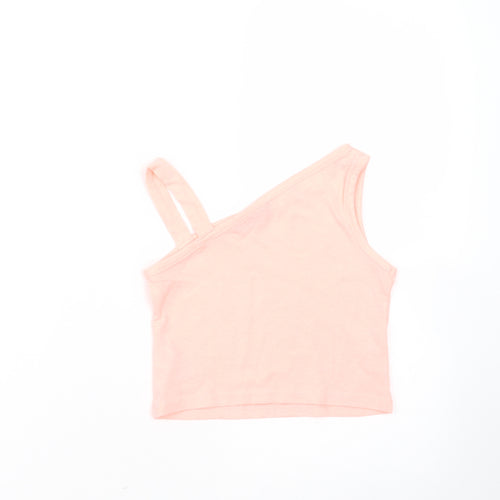 Matalan Girls Orange  Cotton Basic T-Shirt Size 4 Years One Shoulder