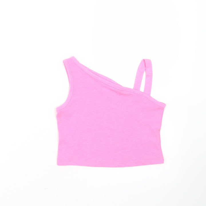 Matalan Girls Pink  Cotton Basic T-Shirt Size 4 Years One Shoulder