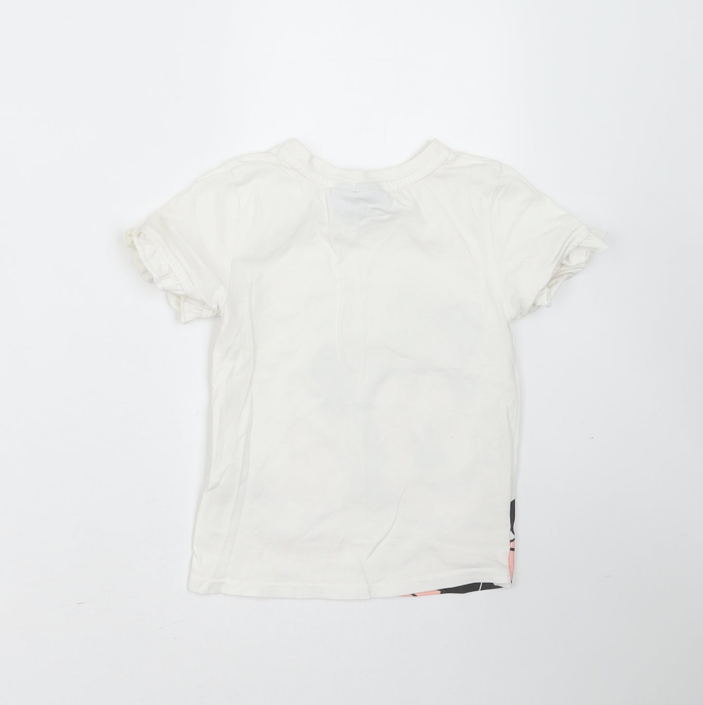 Primark Girls White  Cotton Basic T-Shirt Size 4-5 Years Round Neck  - minnie mouse
