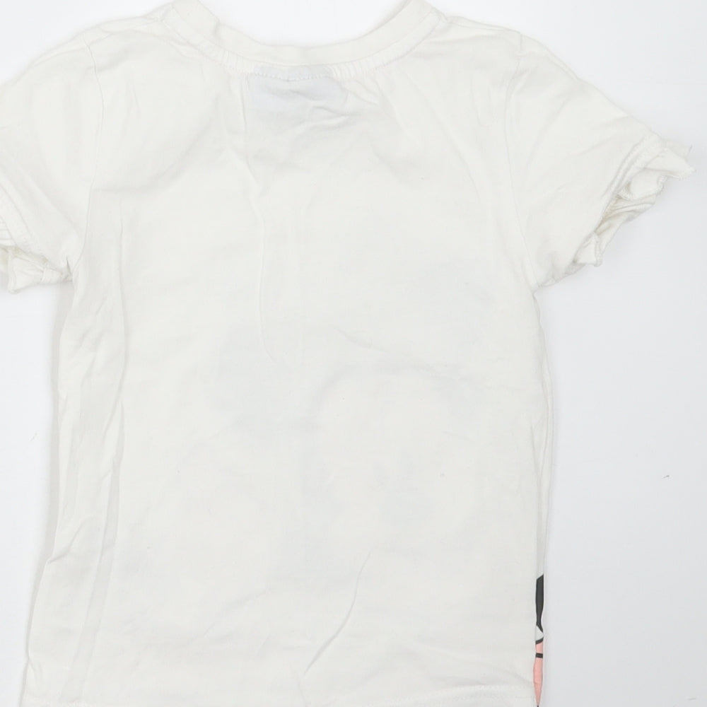 Primark Girls White  Cotton Basic T-Shirt Size 4-5 Years Round Neck  - minnie mouse