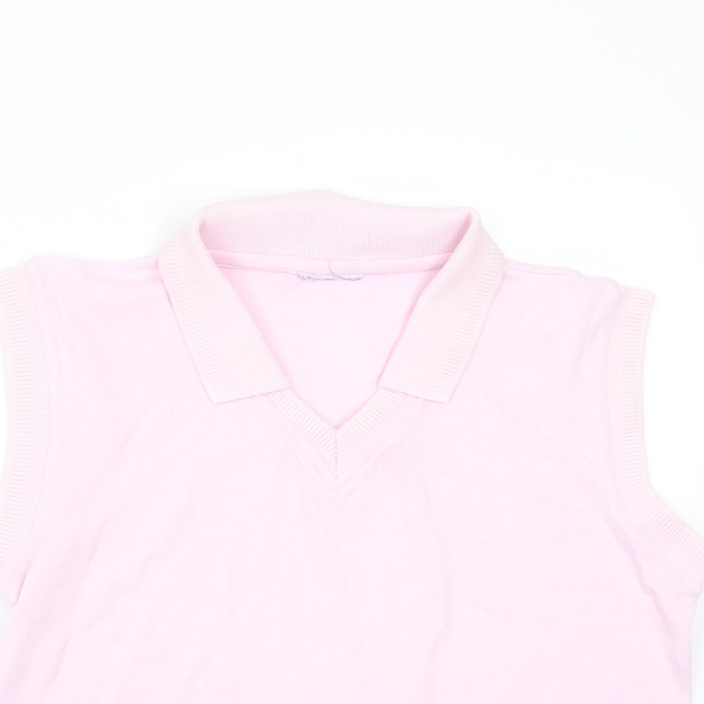 Preworn Womens Pink Collared  Polyester Pullover Jumper Size 18