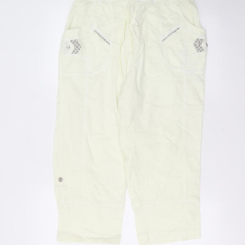 Preworn Womens Yellow  Cotton Cropped Trousers Size 30 in L21 in Regular