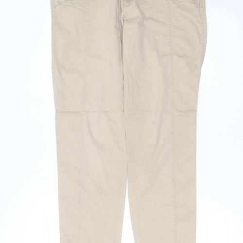 New Look Womens Beige  Cotton Trousers  Size 14 L31 in Slim