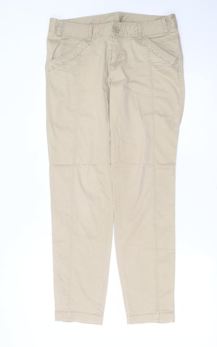 New Look Womens Beige  Cotton Trousers  Size 14 L31 in Slim