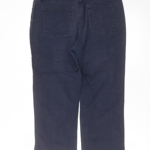 Marks and Spencer Womens Blue  Cotton Cropped Jeans Size 14 L22 in Regular Zip