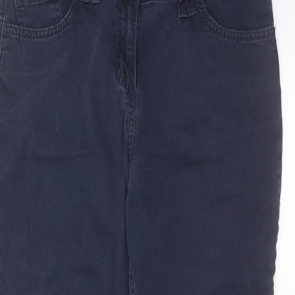Marks and Spencer Womens Blue  Cotton Cropped Jeans Size 14 L22 in Regular Zip