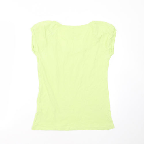 Internationale Womens Green  Cotton Basic T-Shirt Size 12 Round Neck