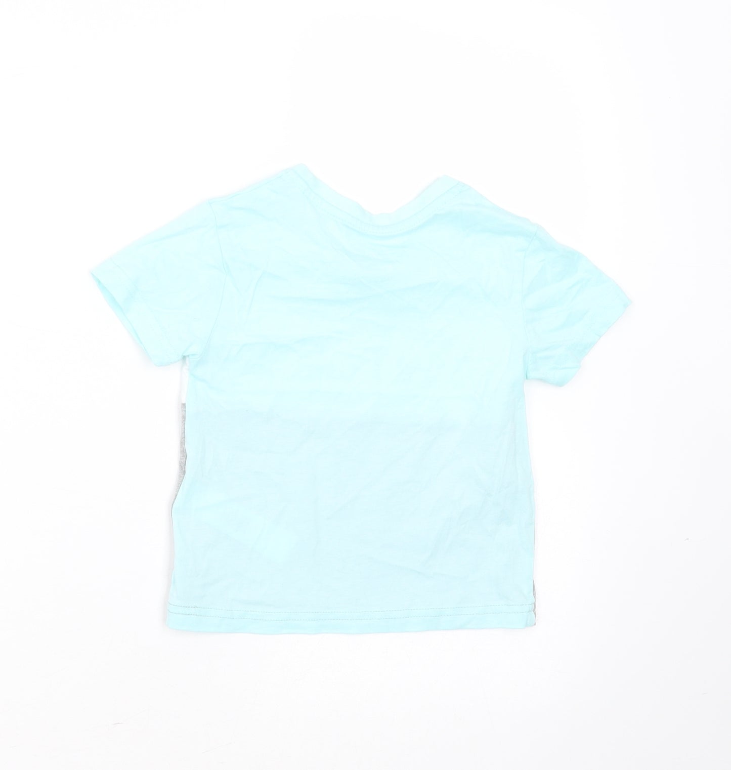 Primark Baby Green Colourblock Cotton Basic T-Shirt Size 18-24 Months Round Neck