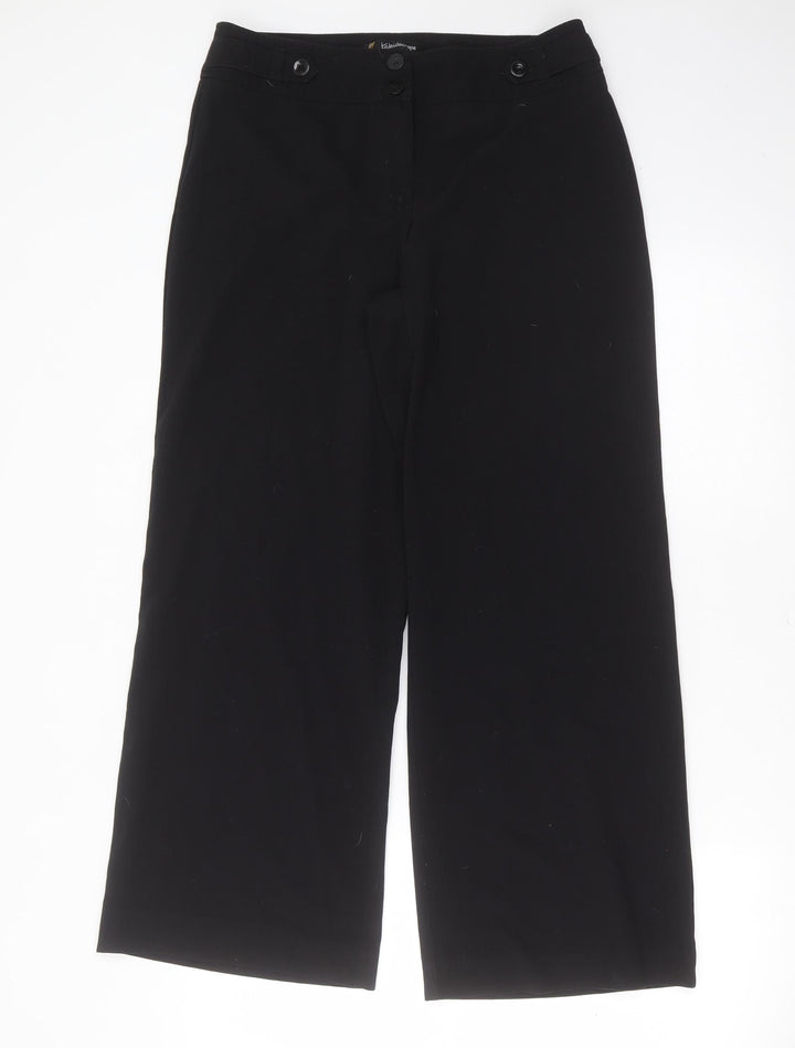 Kaleidoscope Womens Black Polyester Trousers Size 12 L28 in Regular Zip