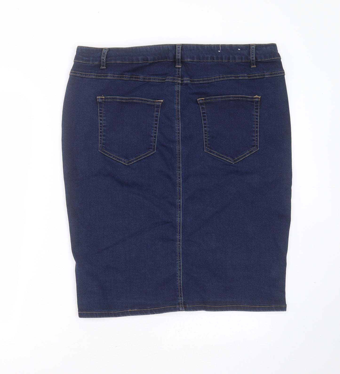 Peacocks Womens Blue  Cotton Straight & Pencil Skirt Size 18   Button