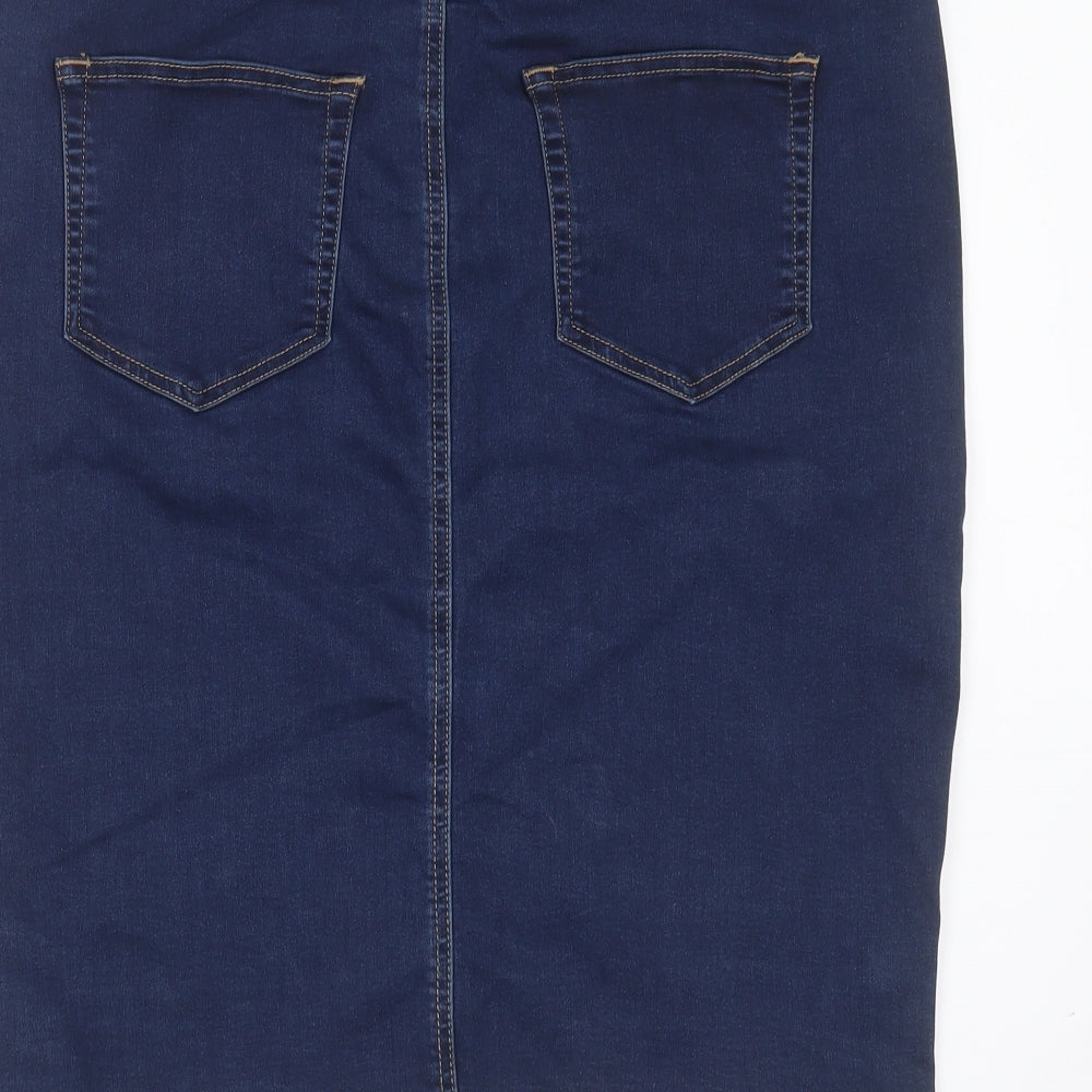 Peacocks Womens Blue  Cotton Straight & Pencil Skirt Size 18   Button
