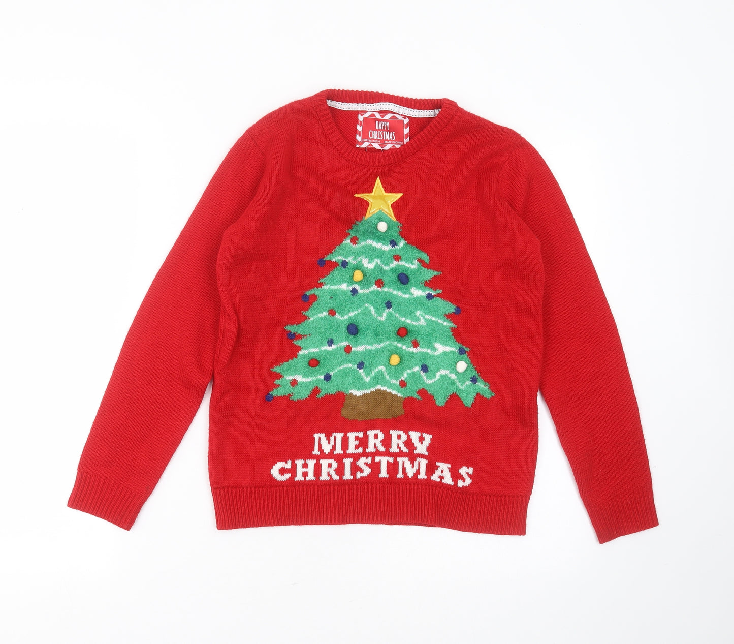 Rebel Boys Red Round Neck  Acrylic Pullover Jumper Size 11-12 Years   - christmas jumper