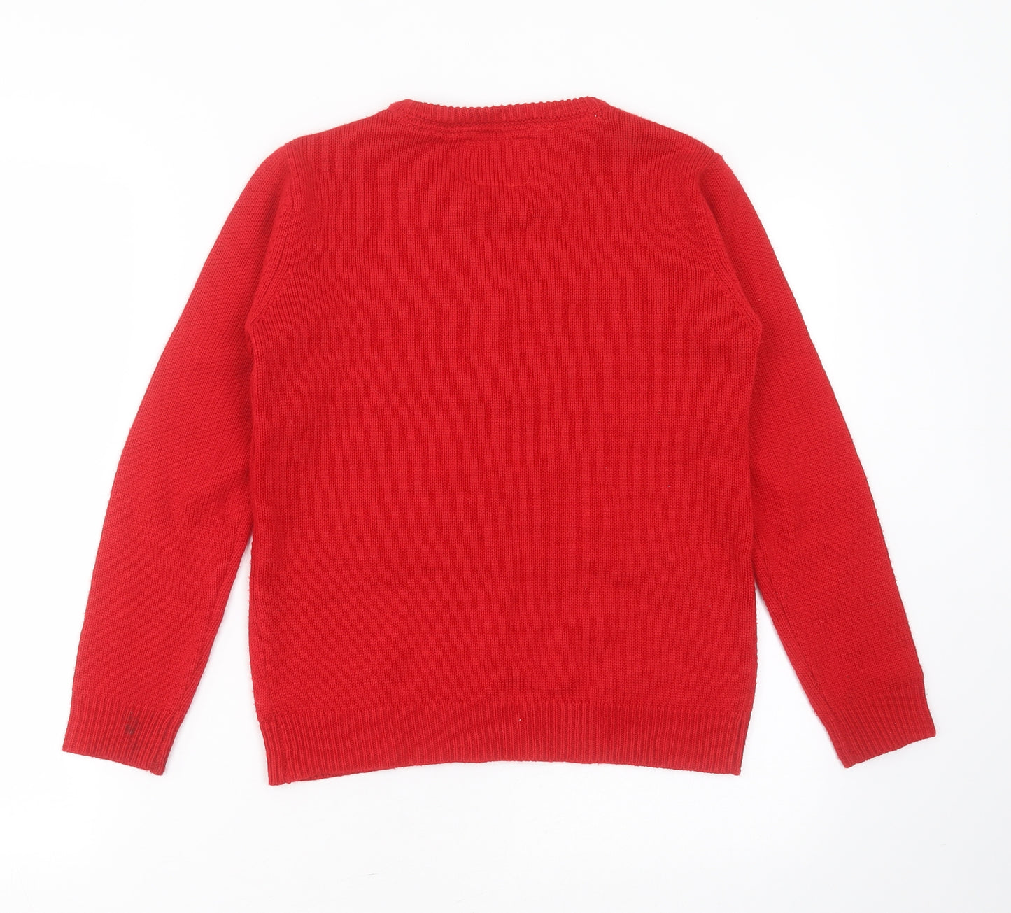 Rebel Boys Red Round Neck  Acrylic Pullover Jumper Size 11-12 Years   - christmas jumper