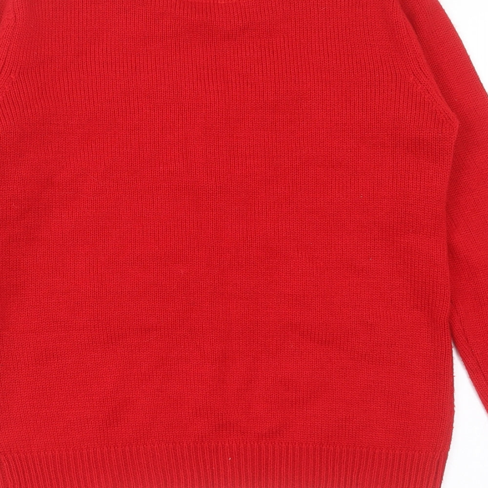 Rebel Boys Red Round Neck  Acrylic Pullover Jumper Size 11-12 Years   - christmas jumper