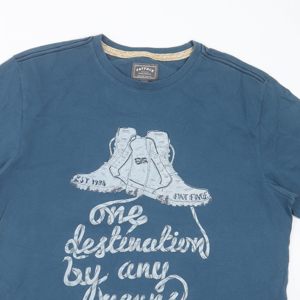 Fat Face Mens Blue  Cotton  T-Shirt Size M Round Neck  - boots