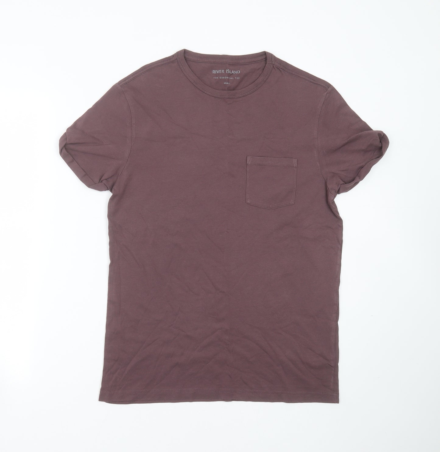 River Island Mens Purple  Cotton  T-Shirt Size S Round Neck
