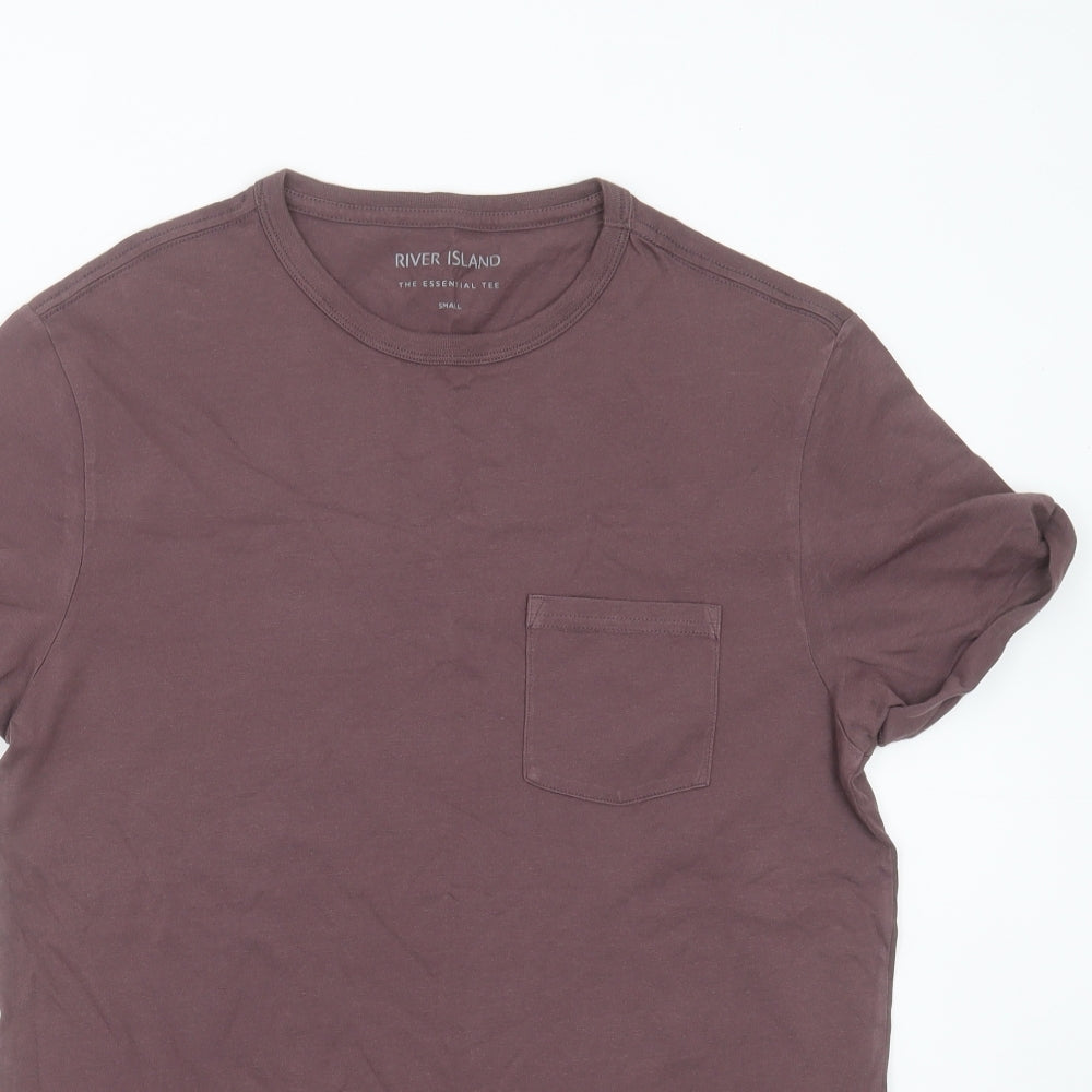 River Island Mens Purple  Cotton  T-Shirt Size S Round Neck