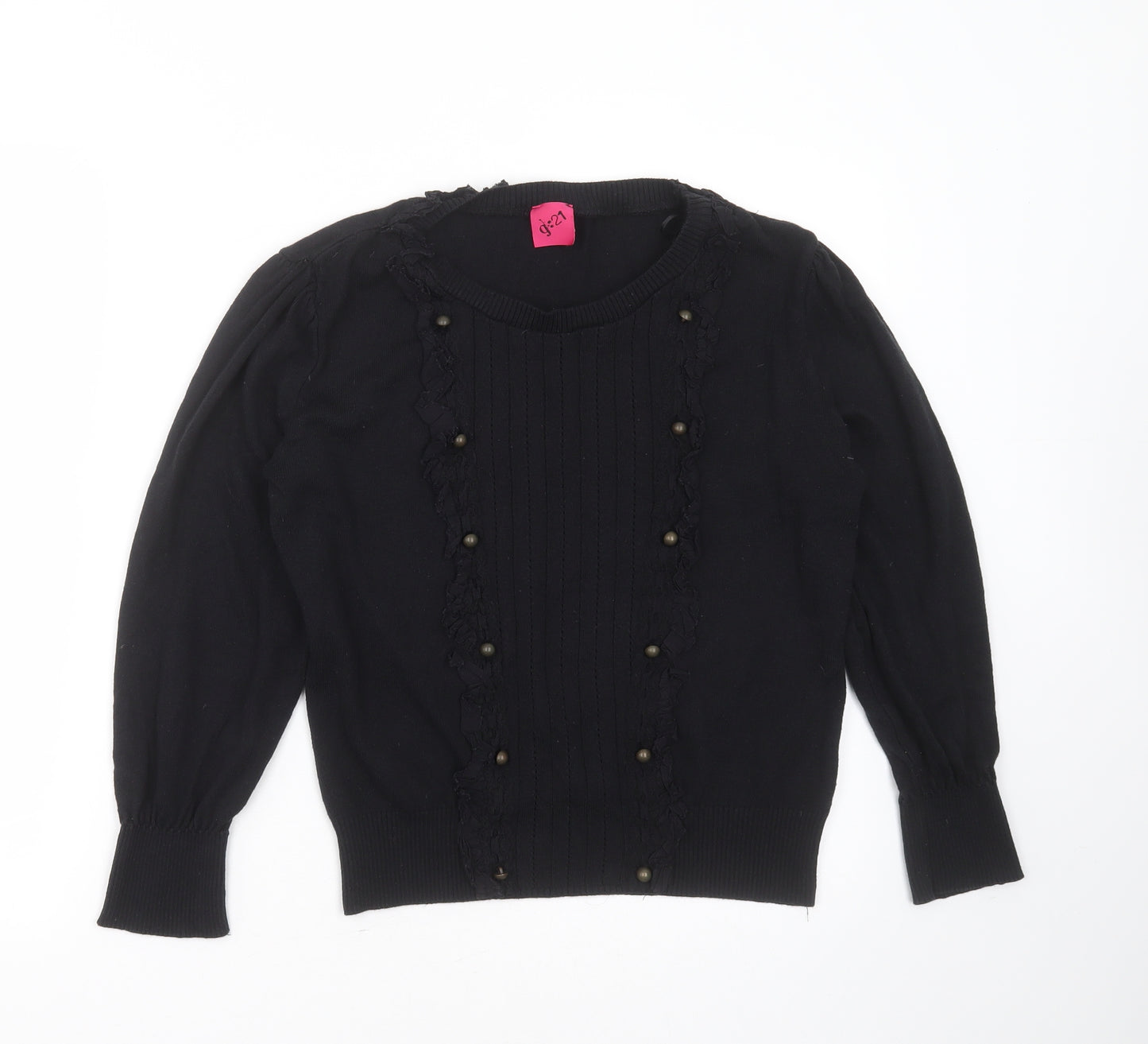 George Womens Black Round Neck  Acrylic Pullover Jumper Size 16   - Ruffle detail