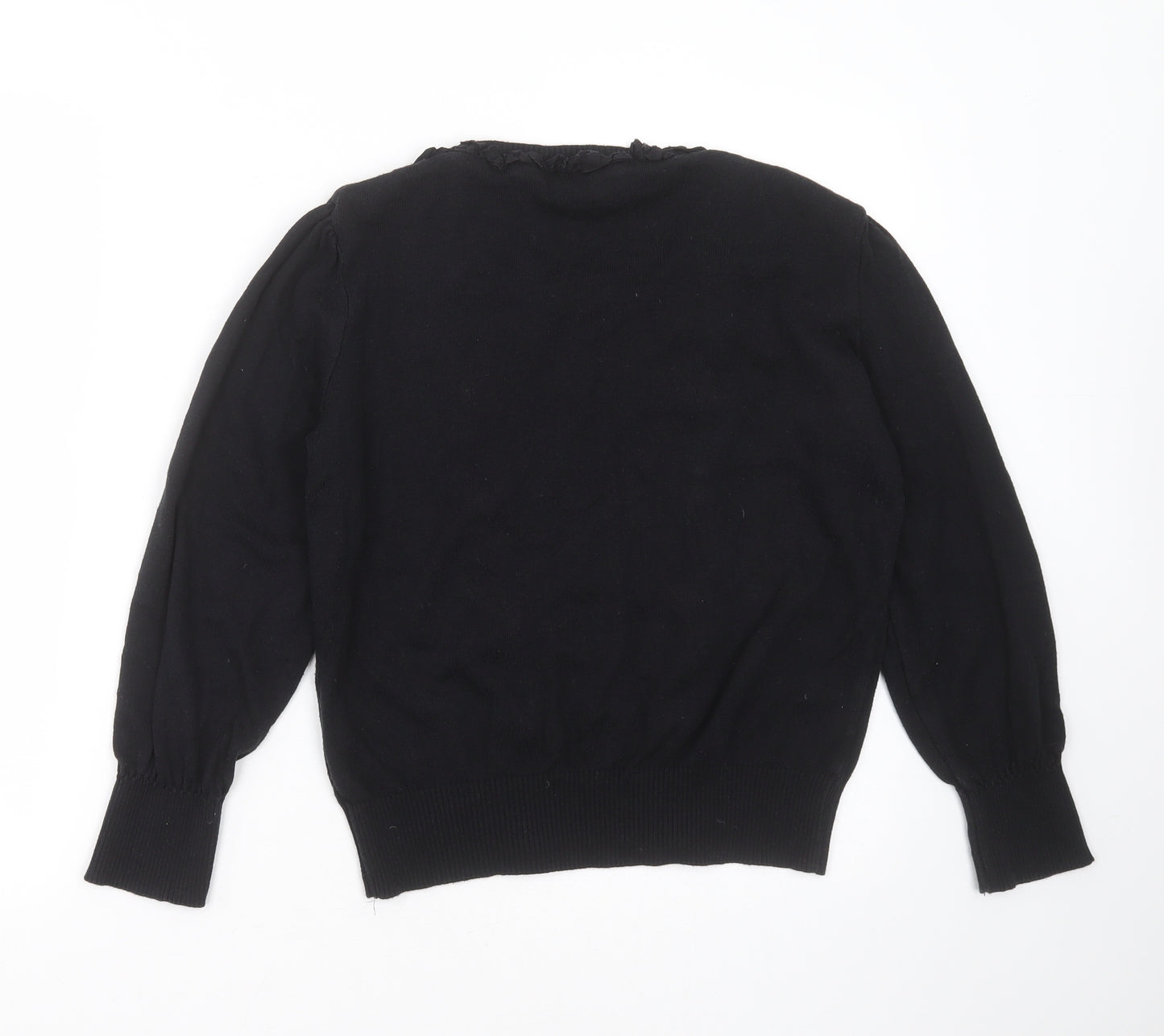 George Womens Black Round Neck  Acrylic Pullover Jumper Size 16   - Ruffle detail
