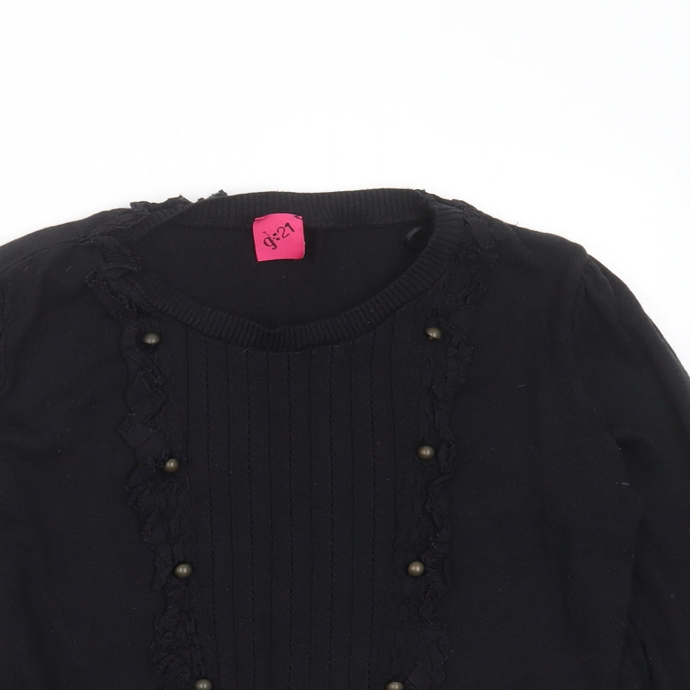 George Womens Black Round Neck  Acrylic Pullover Jumper Size 16   - Ruffle detail