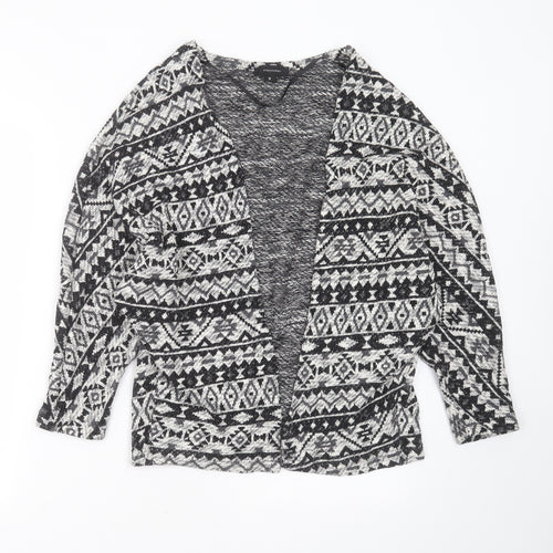 Primark Womens Black V-Neck Geometric Cotton Cardigan Jumper Size M