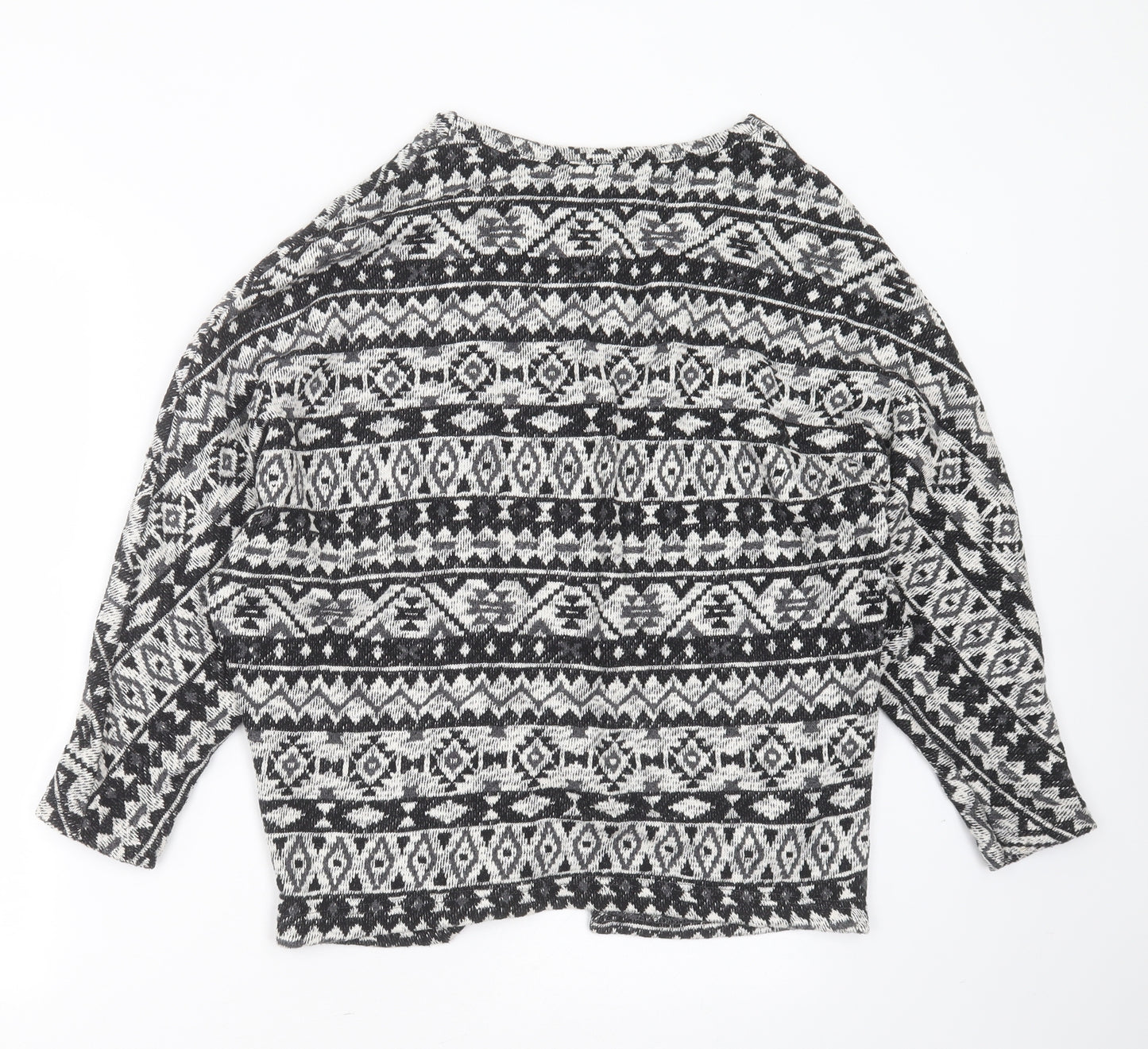 Primark Womens Black V-Neck Geometric Cotton Cardigan Jumper Size M
