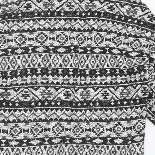 Primark Womens Black V-Neck Geometric Cotton Cardigan Jumper Size M
