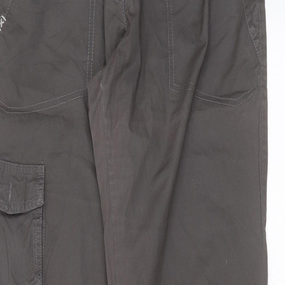 oxylane Womens Grey  Cotton Cargo Trousers Size 12 L32 in Regular