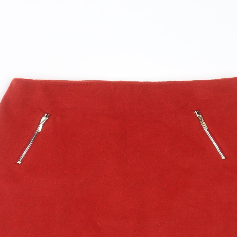 Peacocks Womens Red  Polyester Mini Skirt Size 10    - rust coloured