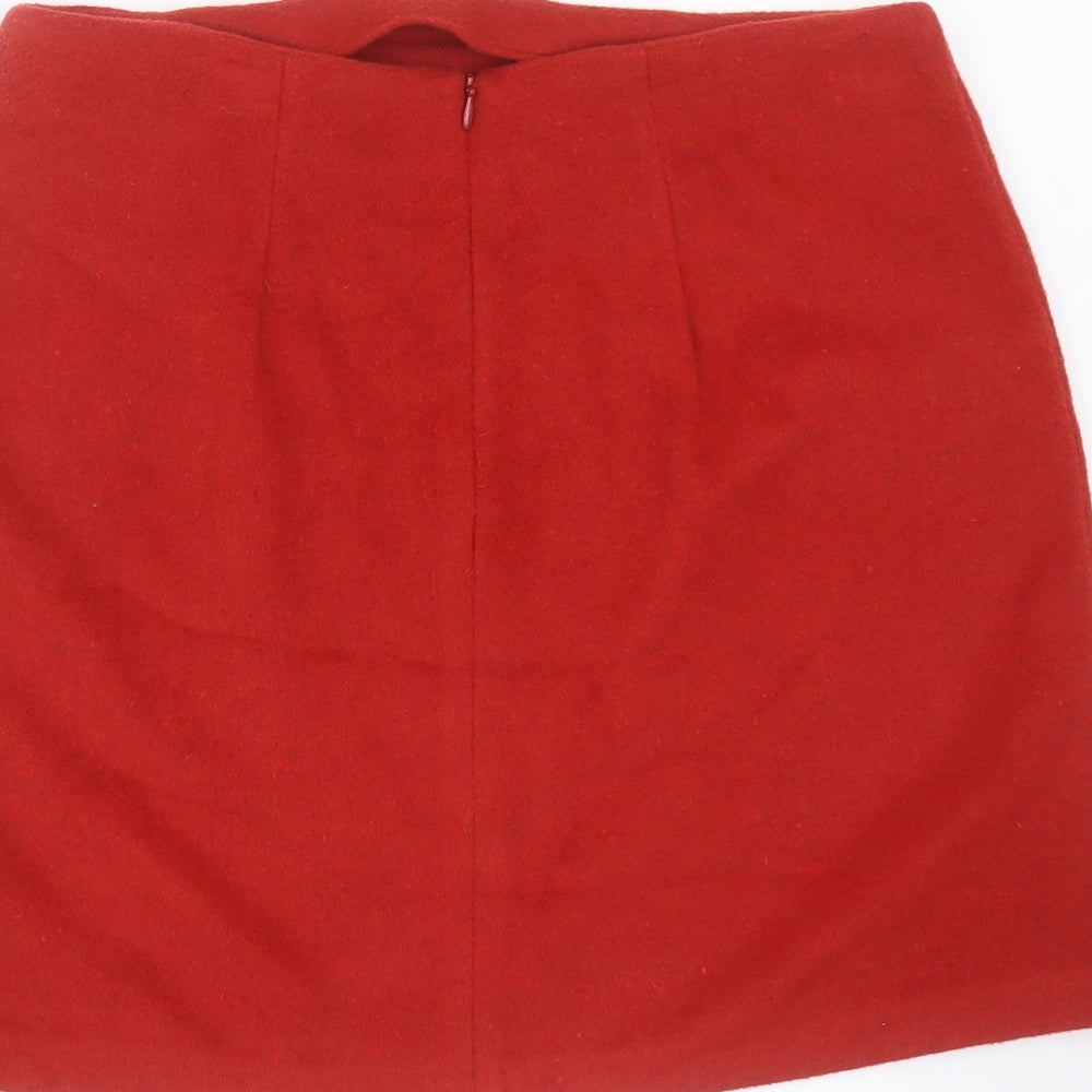 Peacocks Womens Red  Polyester Mini Skirt Size 10    - rust coloured
