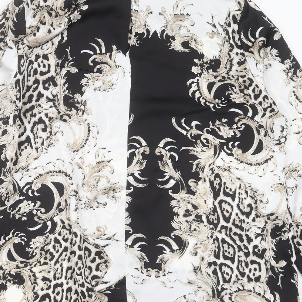 AX Paris Womens Black Animal Print Polyester Basic Blouse Size 12 Round Neck