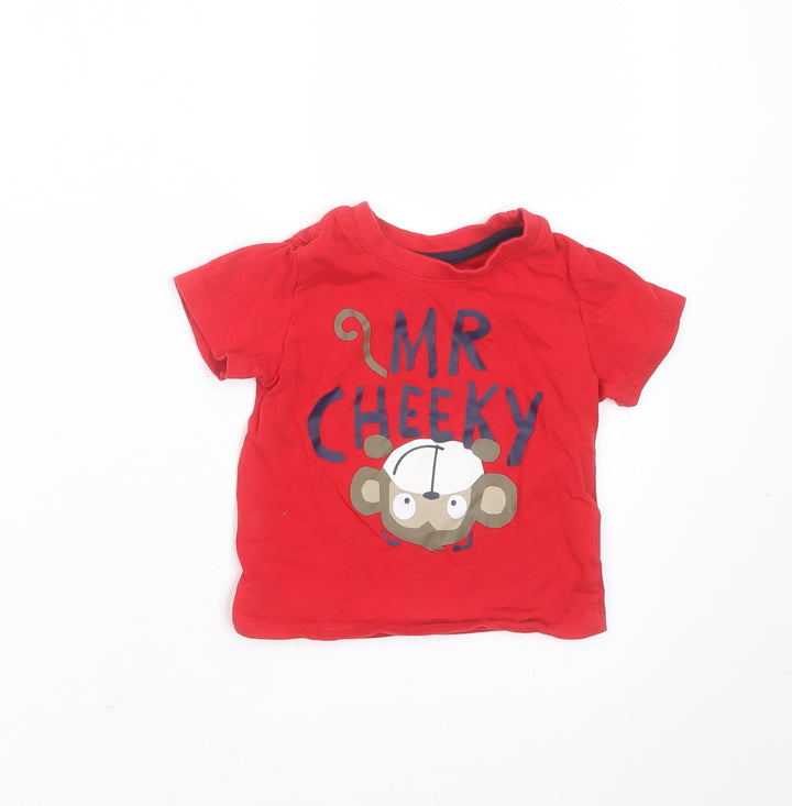 mini rebel Baby Red  Cotton Basic T-Shirt Size 9-12 Months Round Neck  - mr cheeky