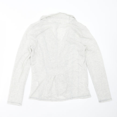 Marks and Spencer Womens Grey Collared Striped Viscose Cardigan Jumper Size 10