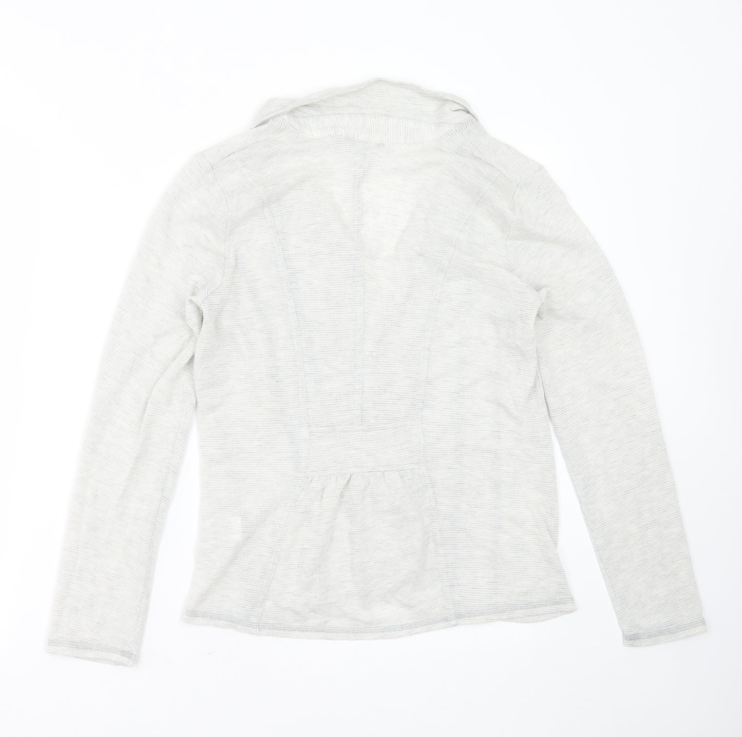 Marks and Spencer Womens Grey Collared Striped Viscose Cardigan Jumper Size 10