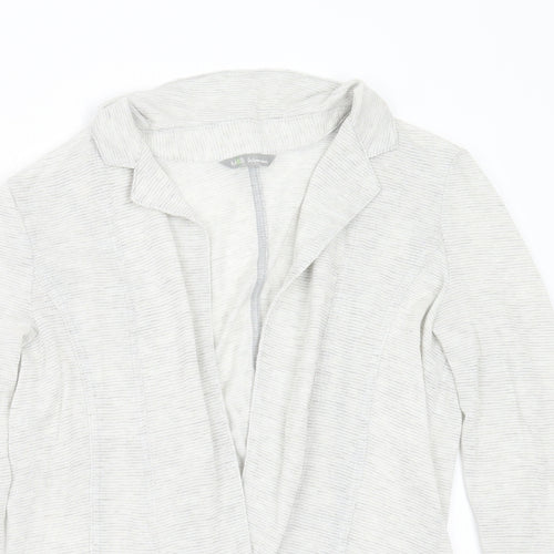 Marks and Spencer Womens Grey Collared Striped Viscose Cardigan Jumper Size 10