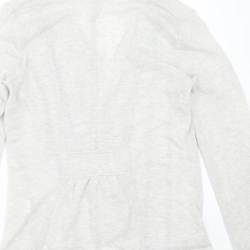 Marks and Spencer Womens Grey Collared Striped Viscose Cardigan Jumper Size 10