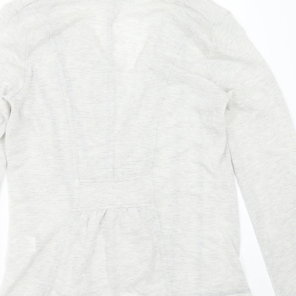 Marks and Spencer Womens Grey Collared Striped Viscose Cardigan Jumper Size 10