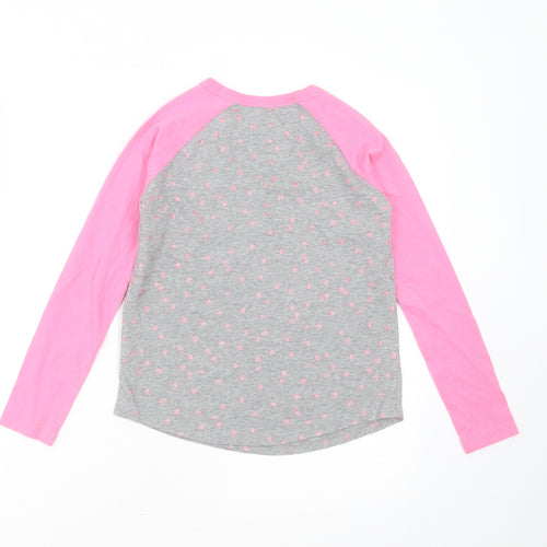 Crewcuts Girls Grey Geometric Cotton Basic T-Shirt Size 8 Years Round Neck  - Star Pattern