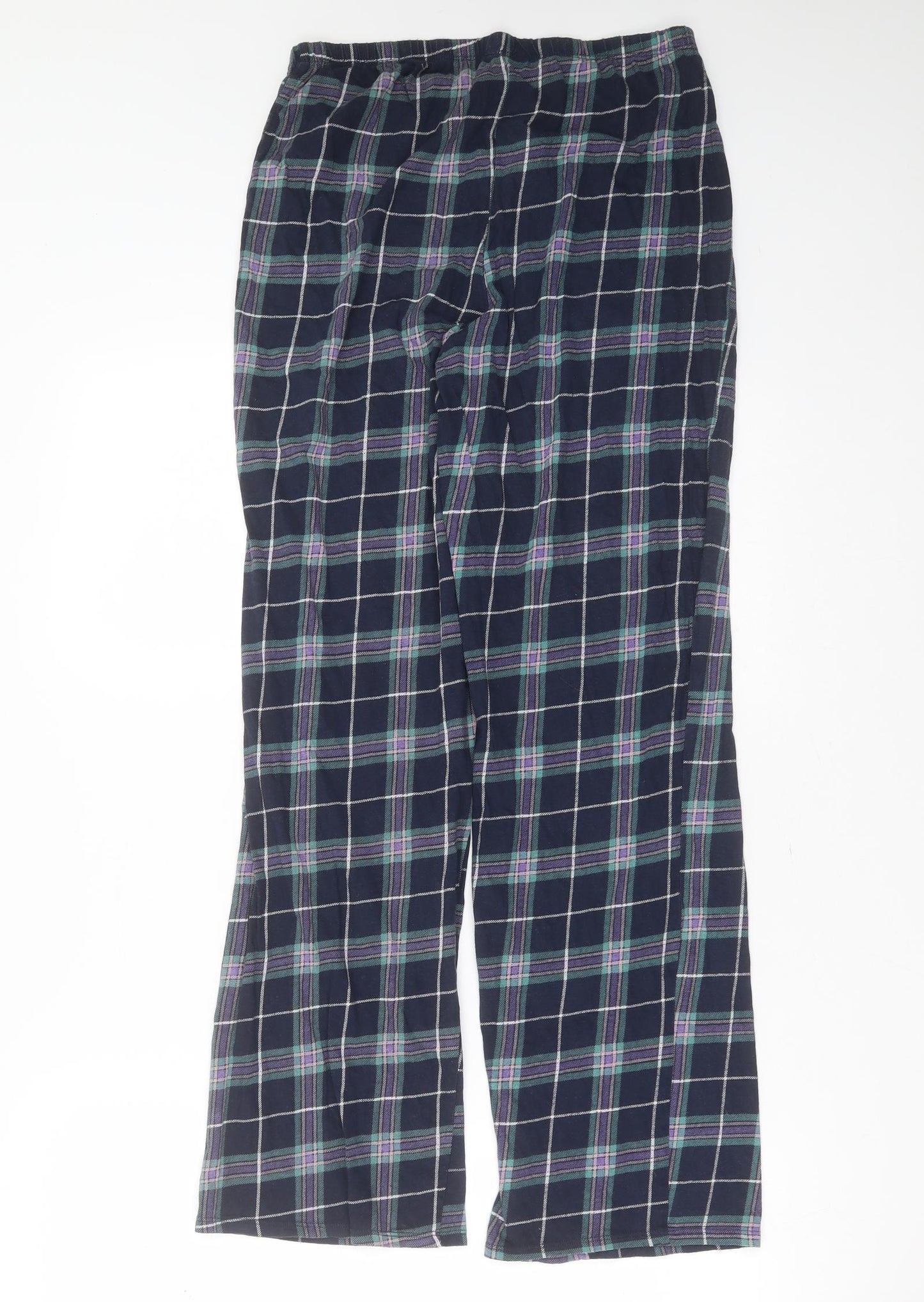 Marks and Spencer Womens Blue Check Cotton  Pyjama Pants Size 8