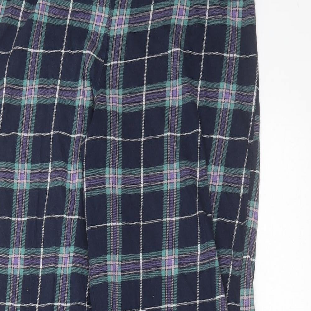 Marks and Spencer Womens Blue Check Cotton  Pyjama Pants Size 8