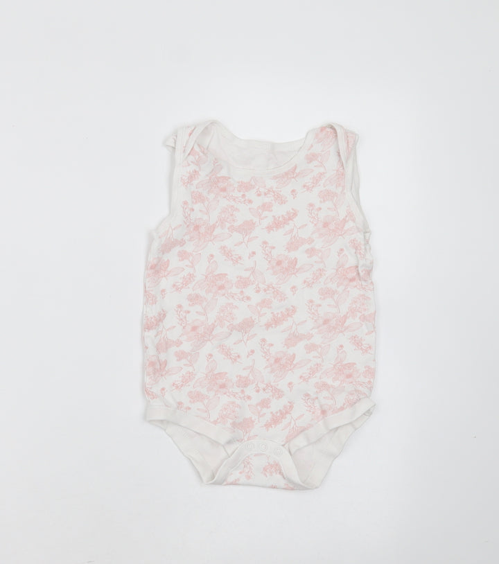 TU Baby White Floral Cotton Babygrow One-Piece Size 24 Months - 24-36 months