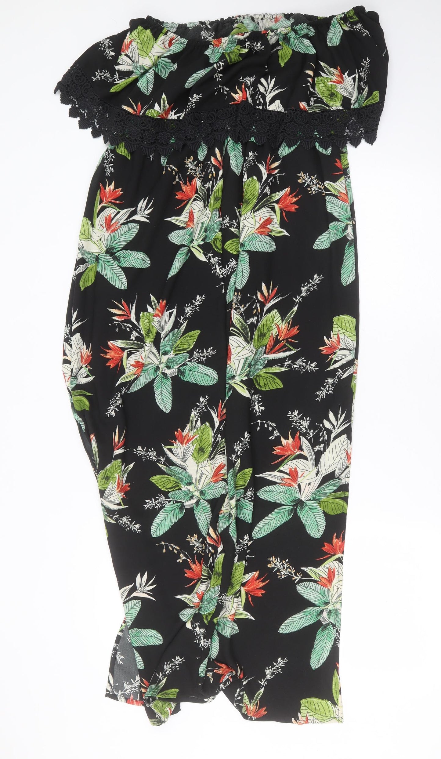 Peacocks Womens Black Floral Polyester Maxi  Size 16  Off the Shoulder