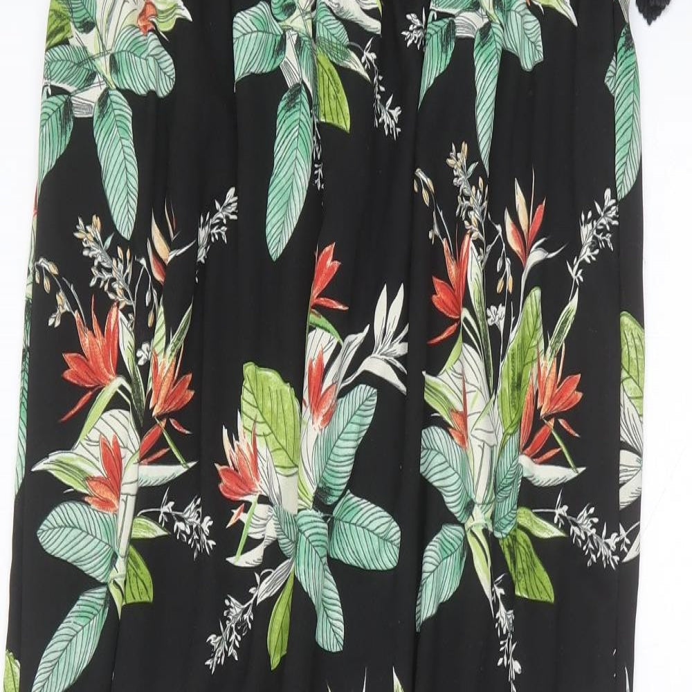 Peacocks Womens Black Floral Polyester Maxi  Size 16  Off the Shoulder