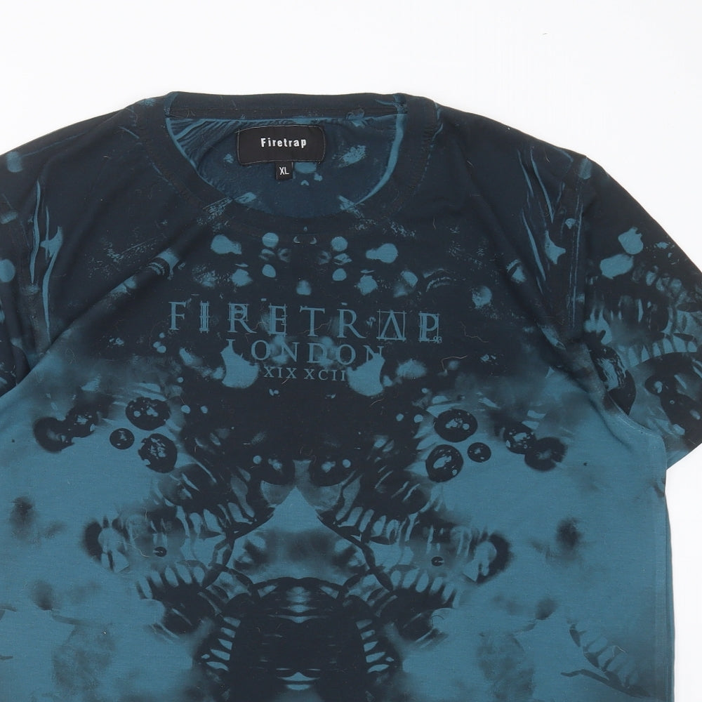 Firetrap Mens Green  Polyester  T-Shirt Size XL Round Neck