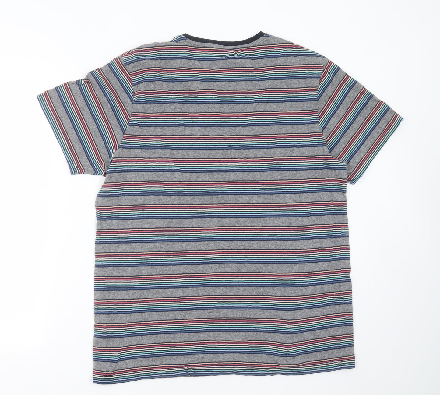 Marks and Spencer Mens Grey Striped Cotton  Pyjama Top Size L