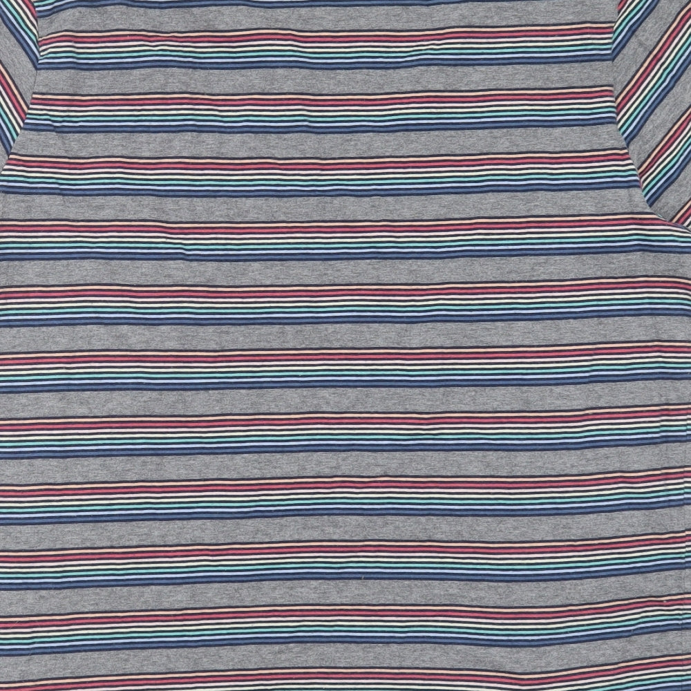 Marks and Spencer Mens Grey Striped Cotton  Pyjama Top Size L