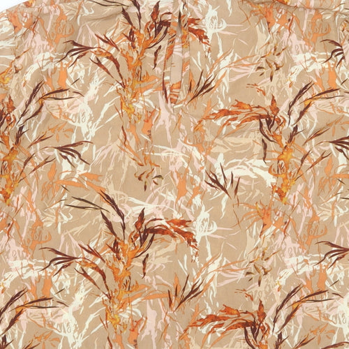 VILA Womens Brown Geometric Polyester Basic Blouse Size 10 High Neck